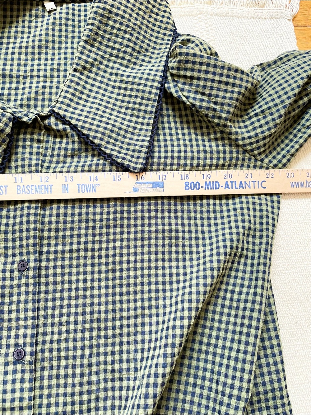 Womens Oversized Gingham Big Collar Blouse Prairie Cottage - Picture 3 of 4